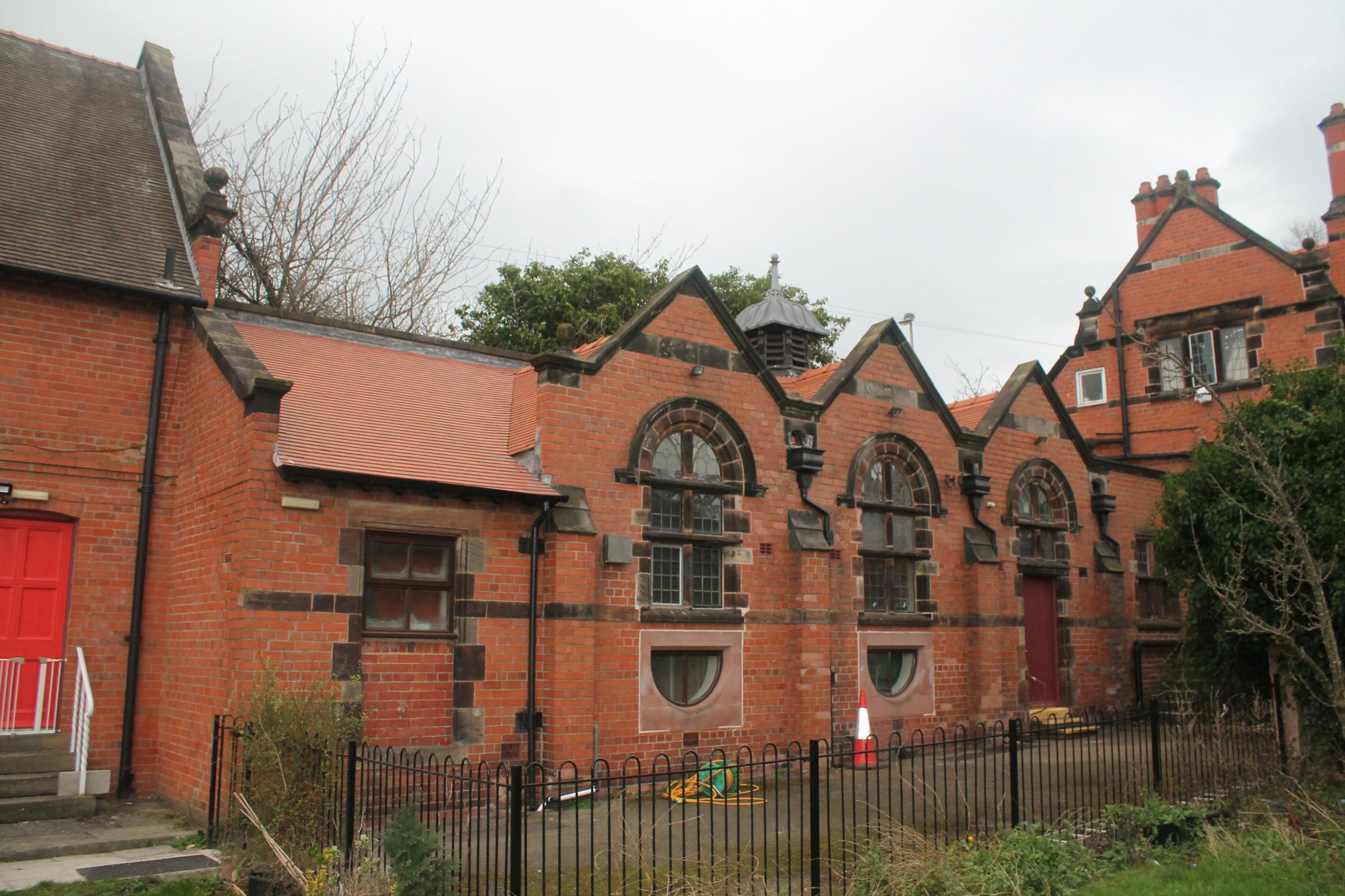 Outside of Campbell Hall showing the refurbished roof area.