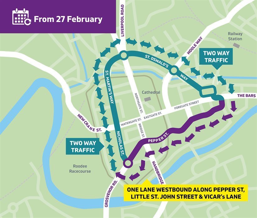 The phased lifting of Clockwise Chester restrictions.