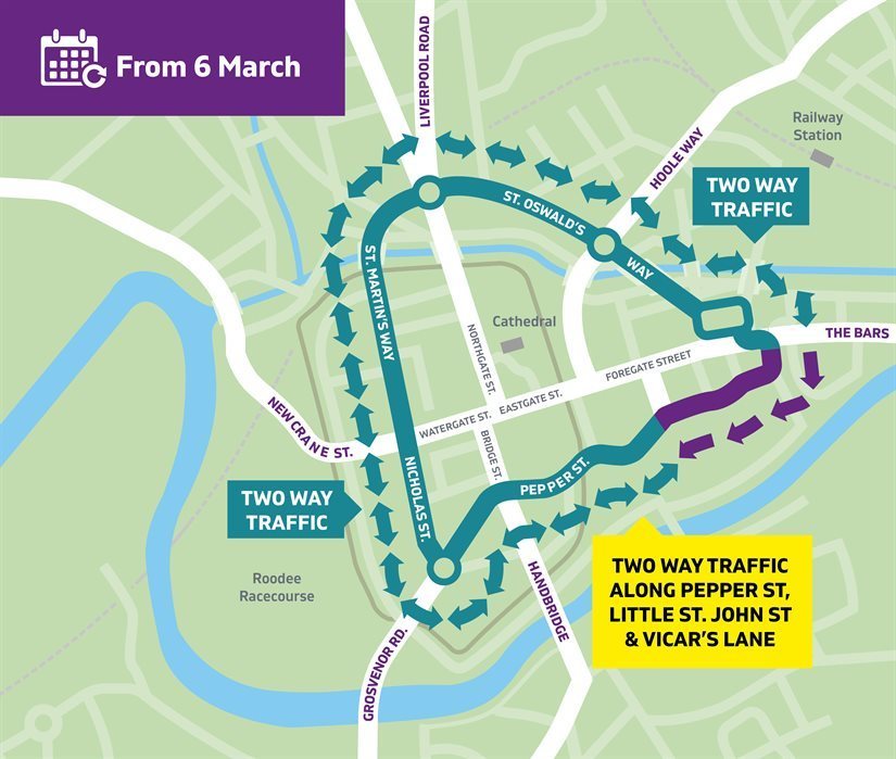 The phased lifting of Clockwise Chester restrictions.