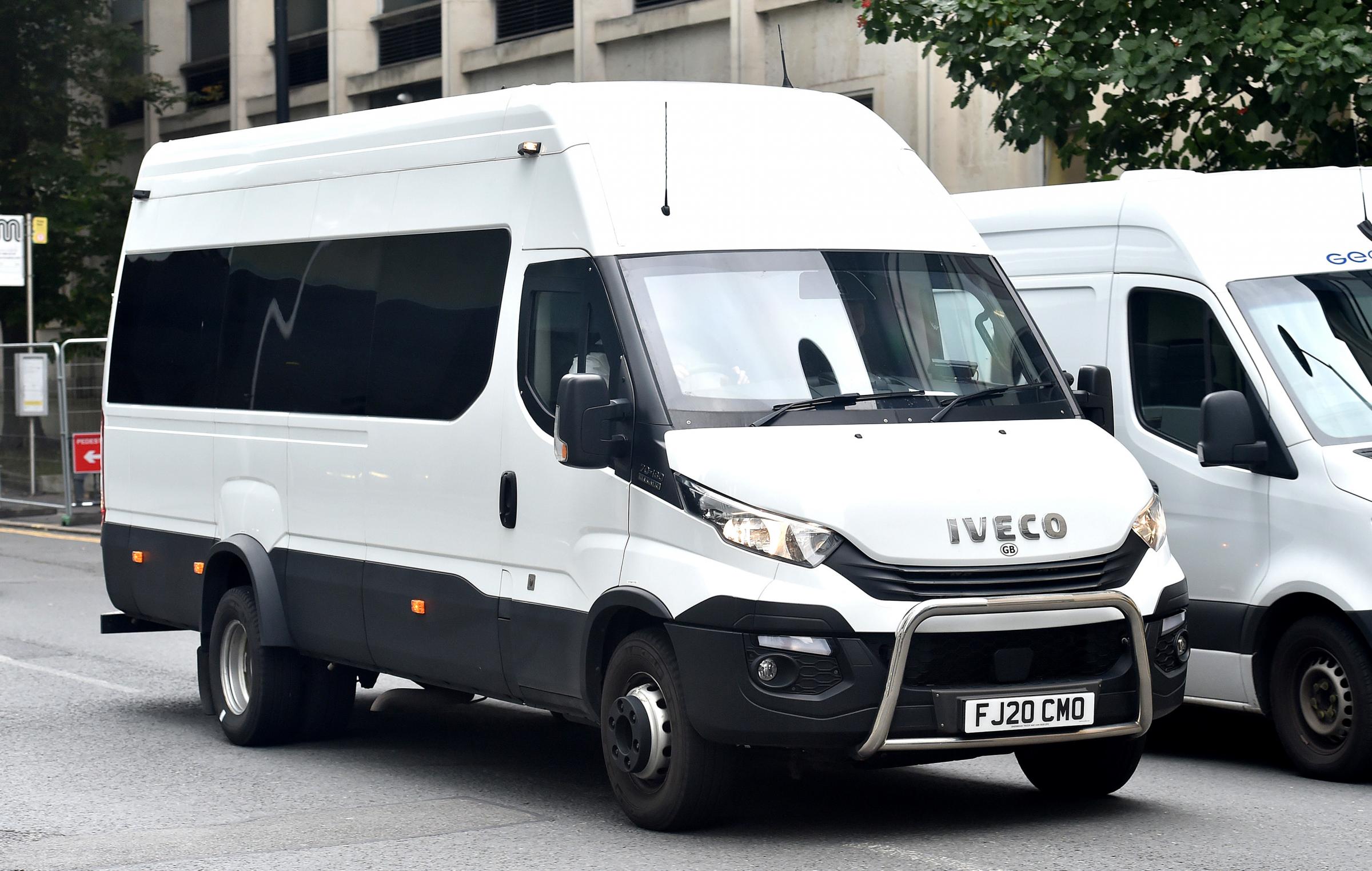 A prison van arrives at Manchester Crown Court, where the Lucy Letby murder trial is due to take place. Picture: PA.