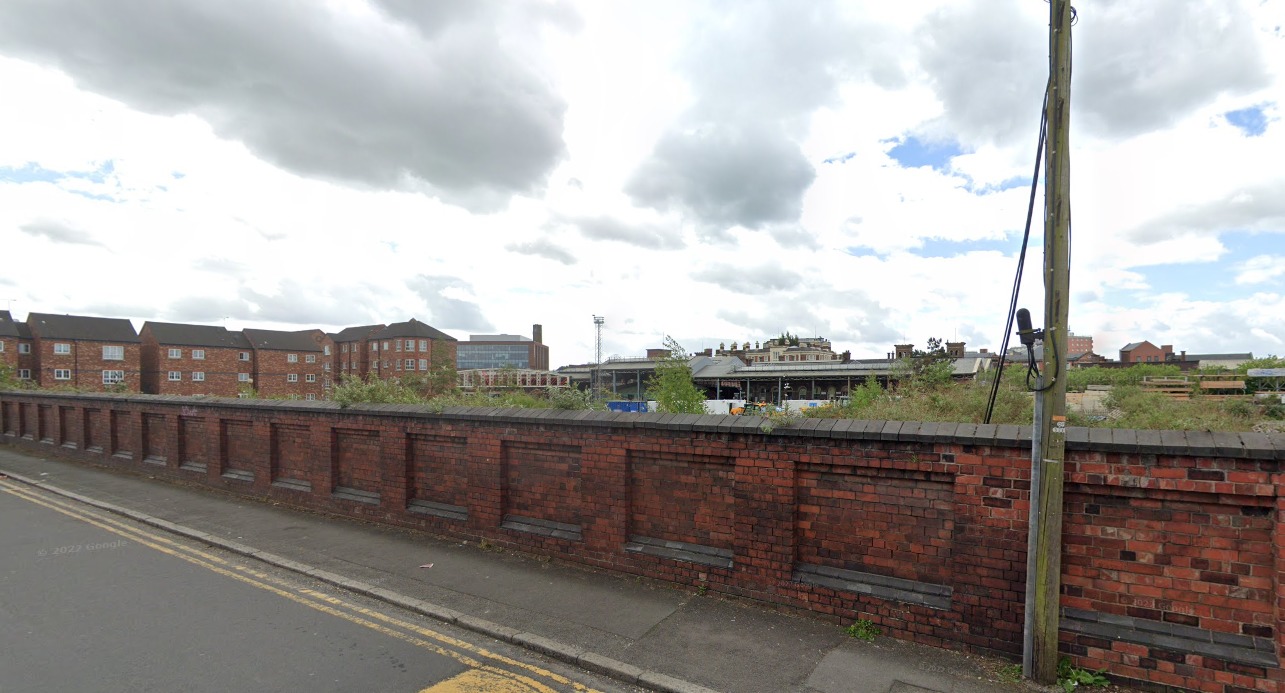 The former Chester Entrprise Centre site after the building had been demolished and largely left untouched in the following years. Google picture taken in 2022.