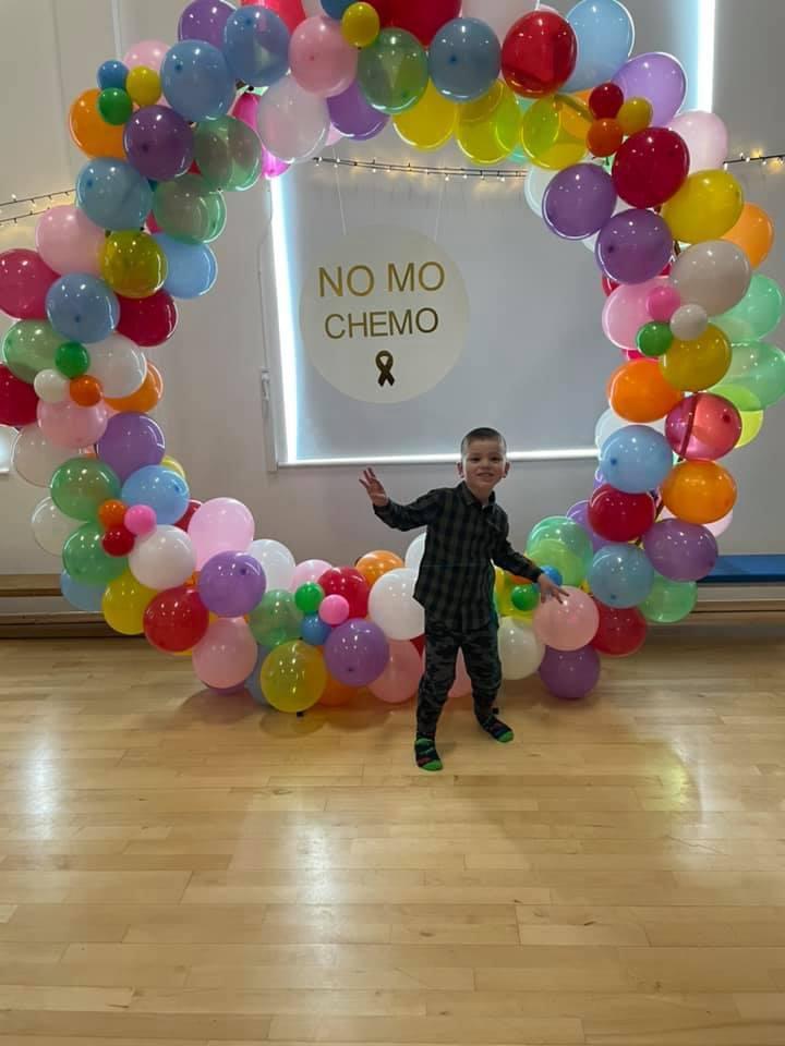 Jaxon Crawford celebrating the end of his chemo treatment.