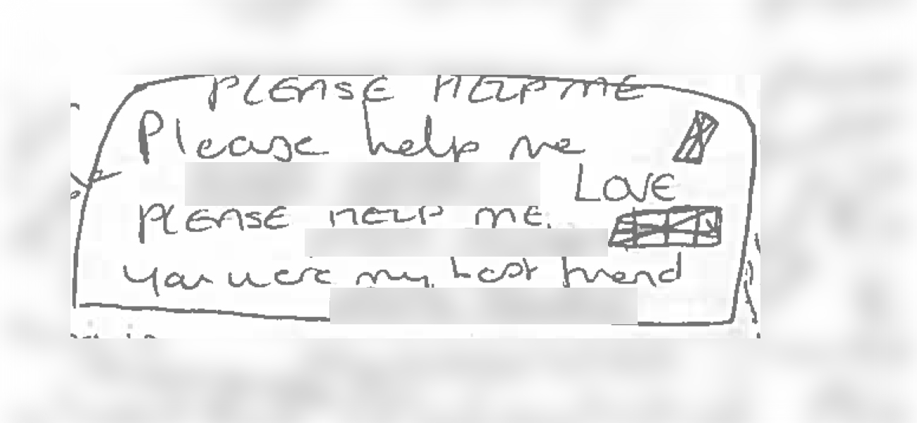 Handwritten messages uncovered at the time of Lucy Letbys arrest in July 2018. Image: Cheshire Constabulary.