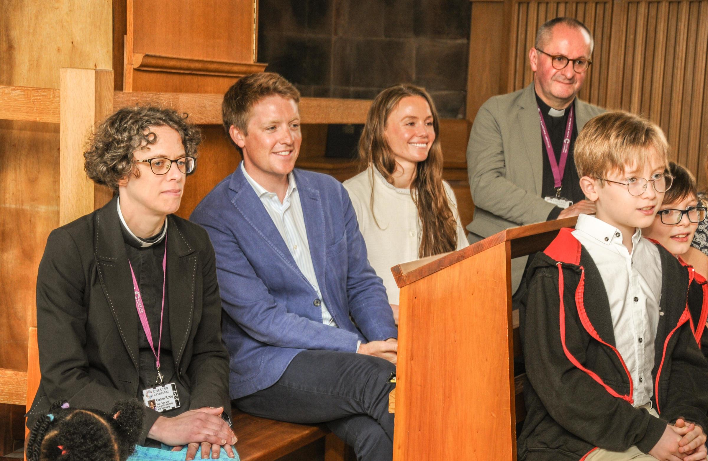 Looking on at the Small Sounds session are the Duke of Westminster, Olivia Henson, Revd Canon Rosie Woodall and the Very Revd Dr Tim Stratford. Photo: Simon Warburton.