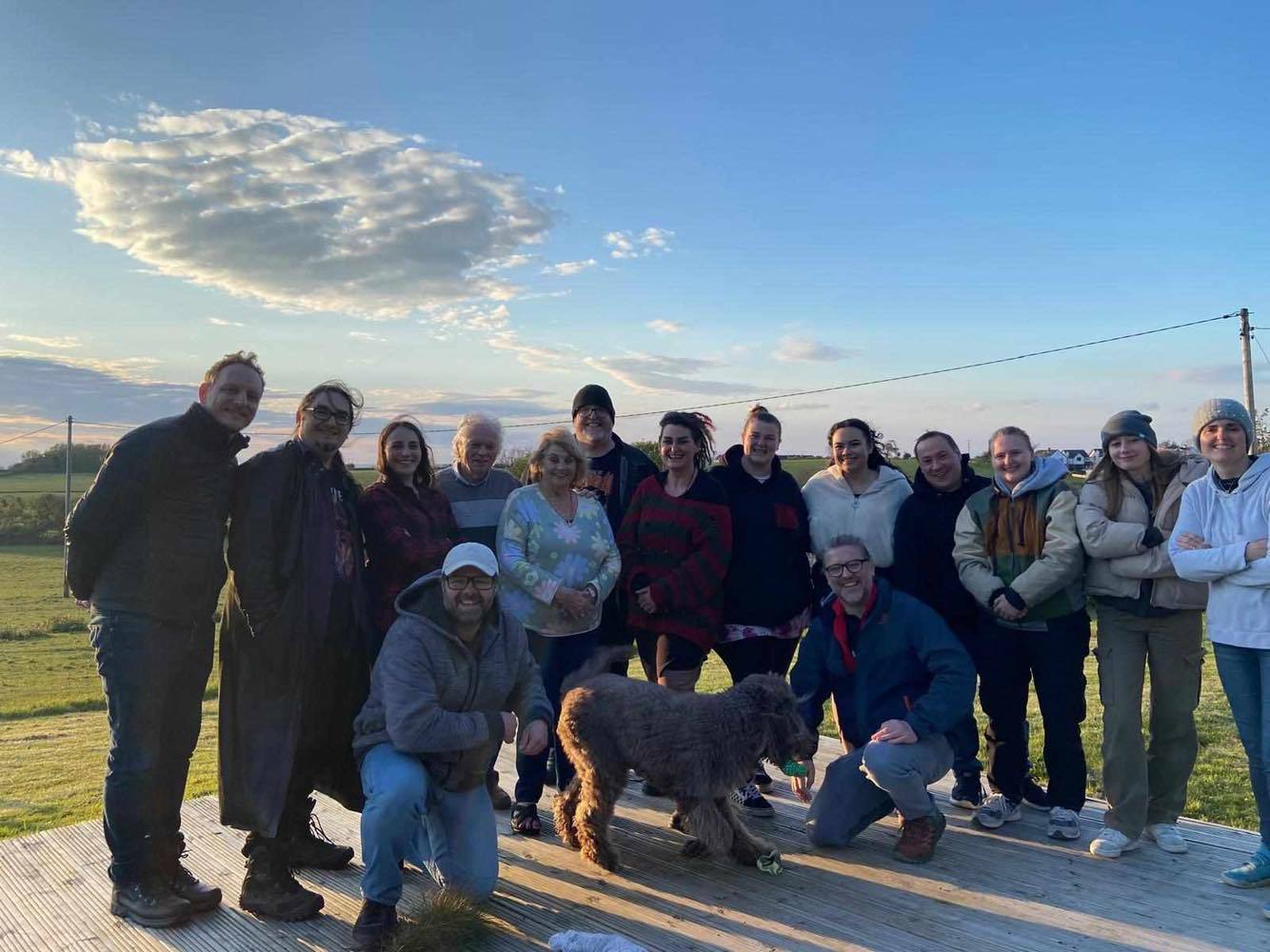 Cast and crew on set at Mindale Farm.