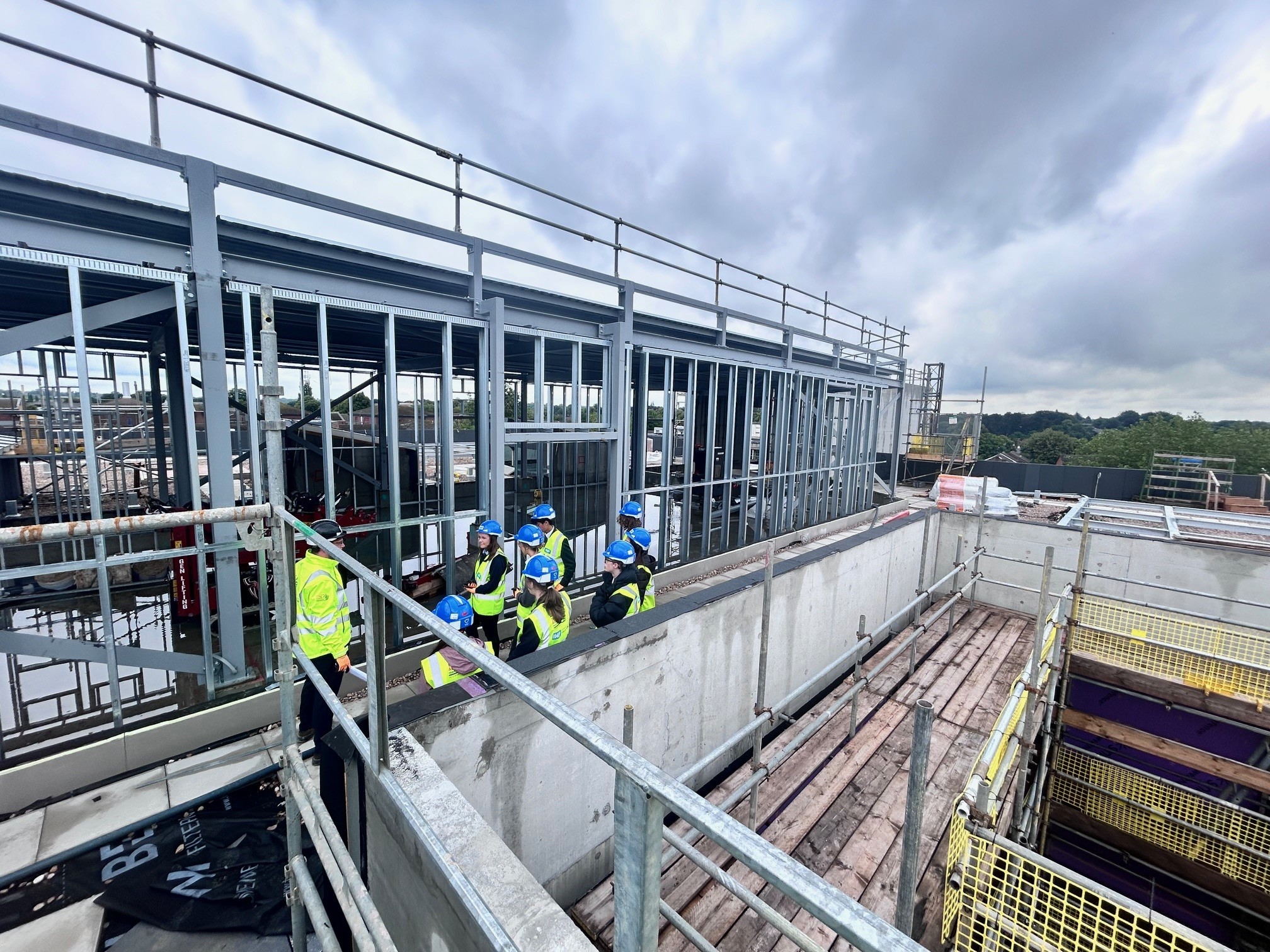 Year 10 students take a tour of the under-construction Women and Childrens Building at the Countess of Chester Hospital.