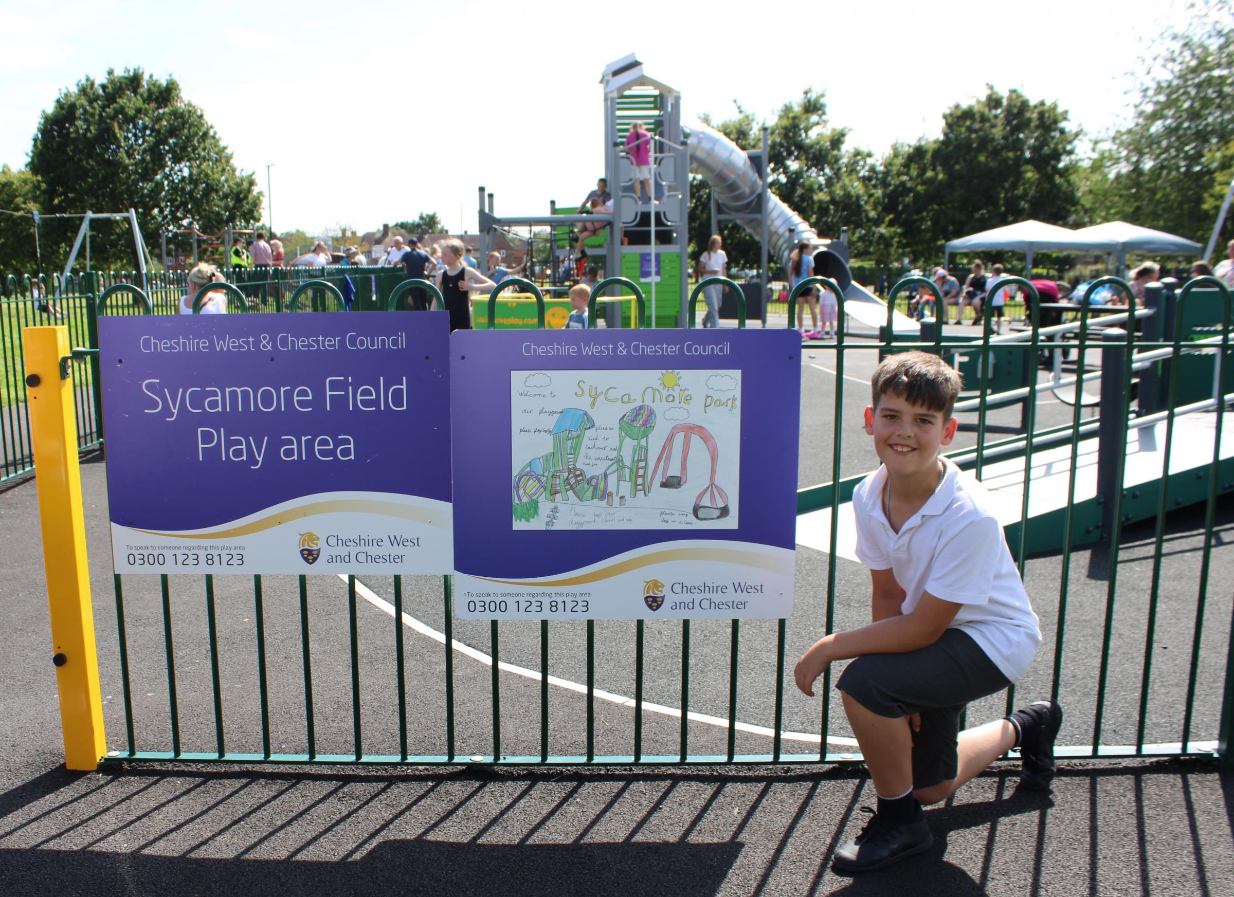 Ashton Ashbrook, who was chosen by Lache Primary School to have his Sycamore Park signage produced for the site.