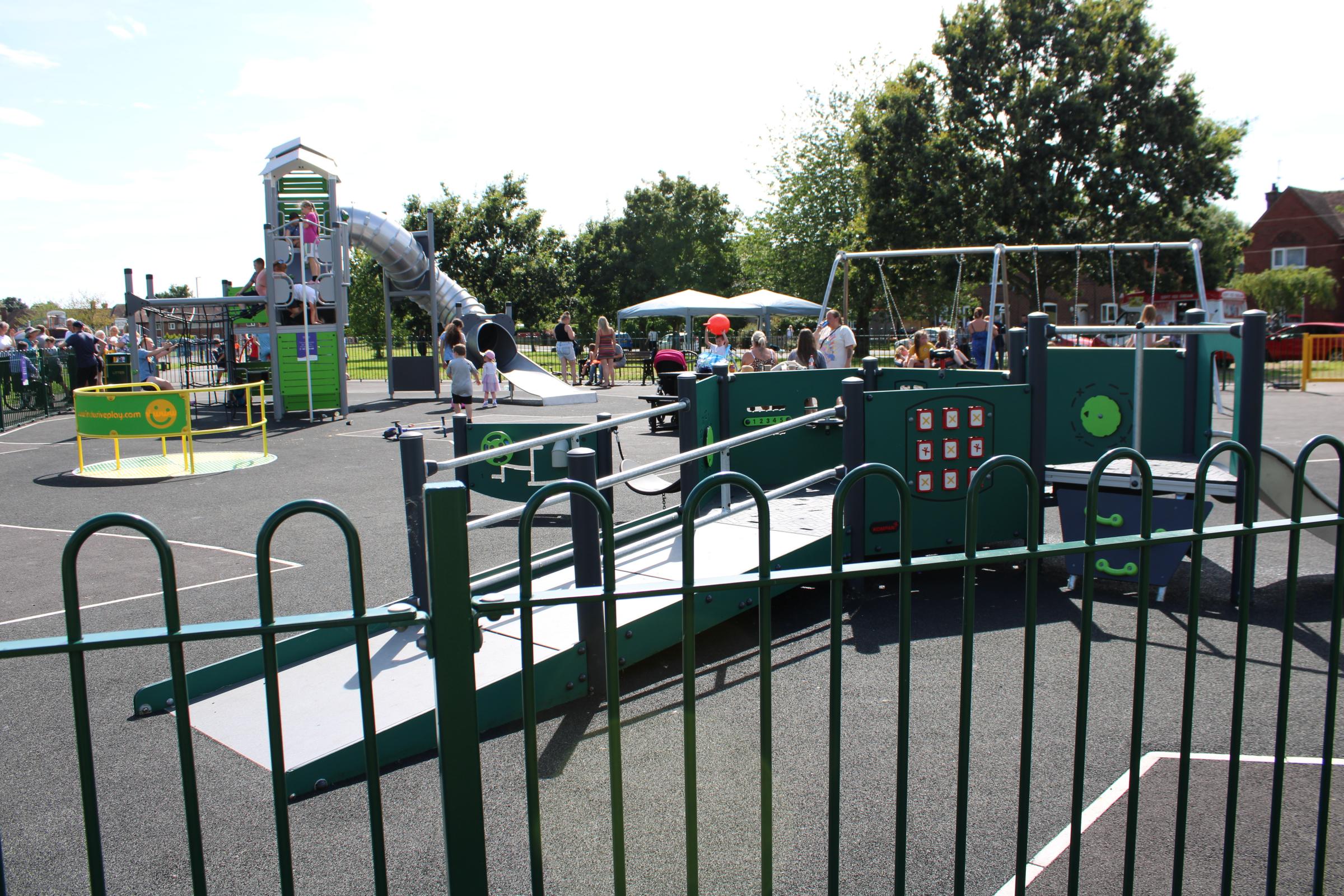 The fun day at the new play area in full swing. 