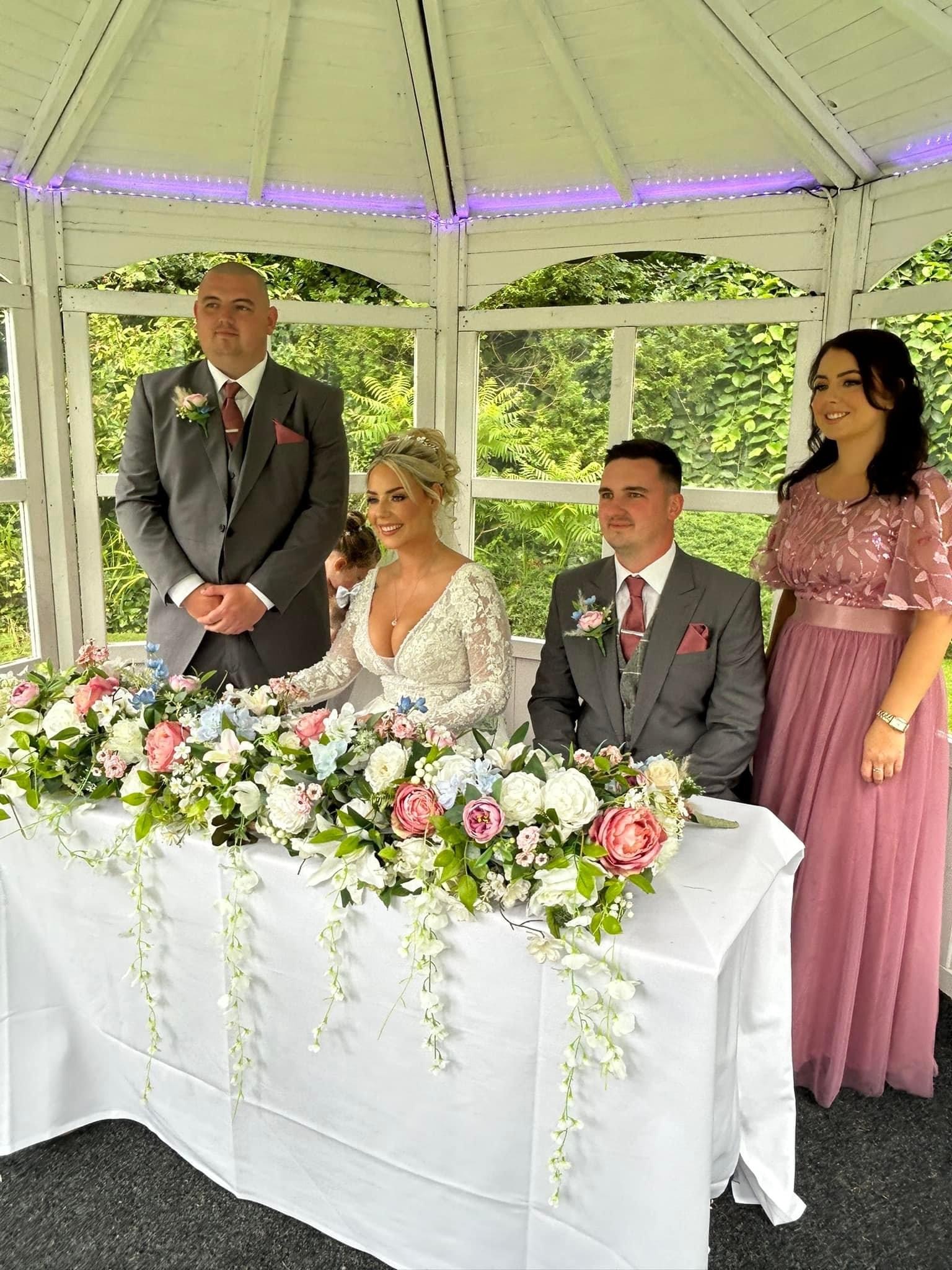 Louis and Jessica Parker with the best man and maid of honour.