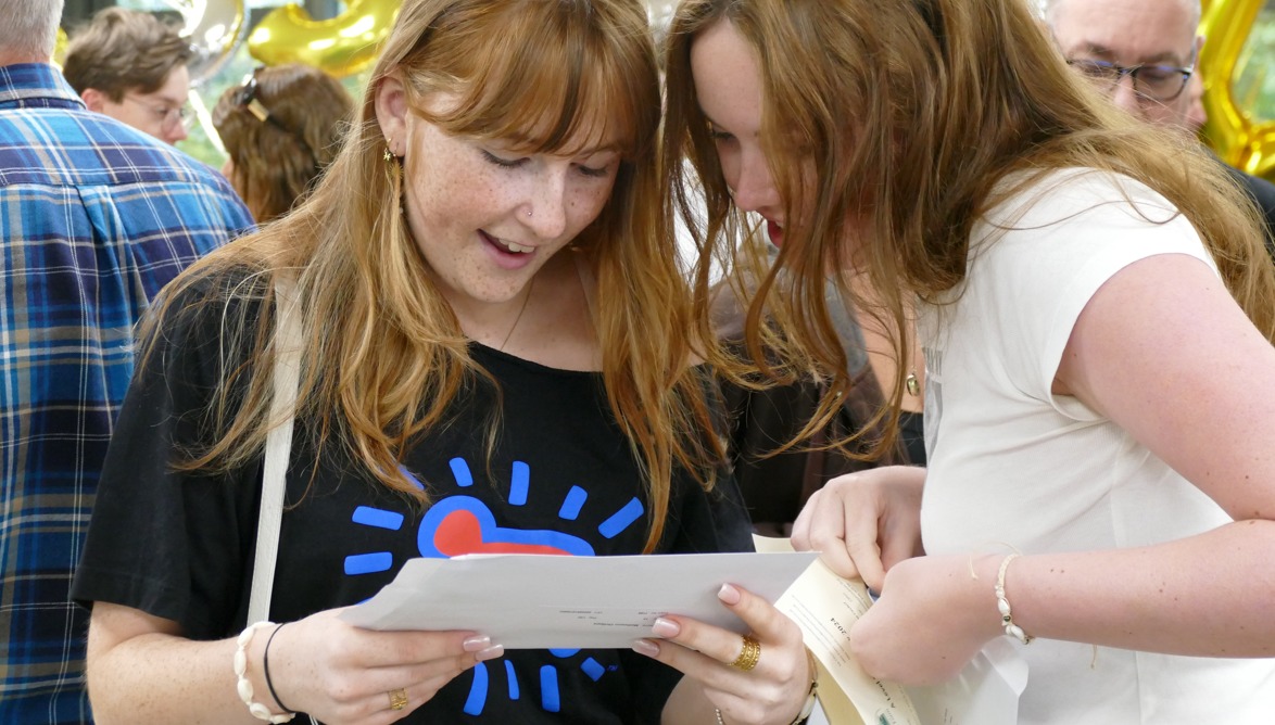 Bishops Blue Coat Church of England High School students celebrate their A-level results.