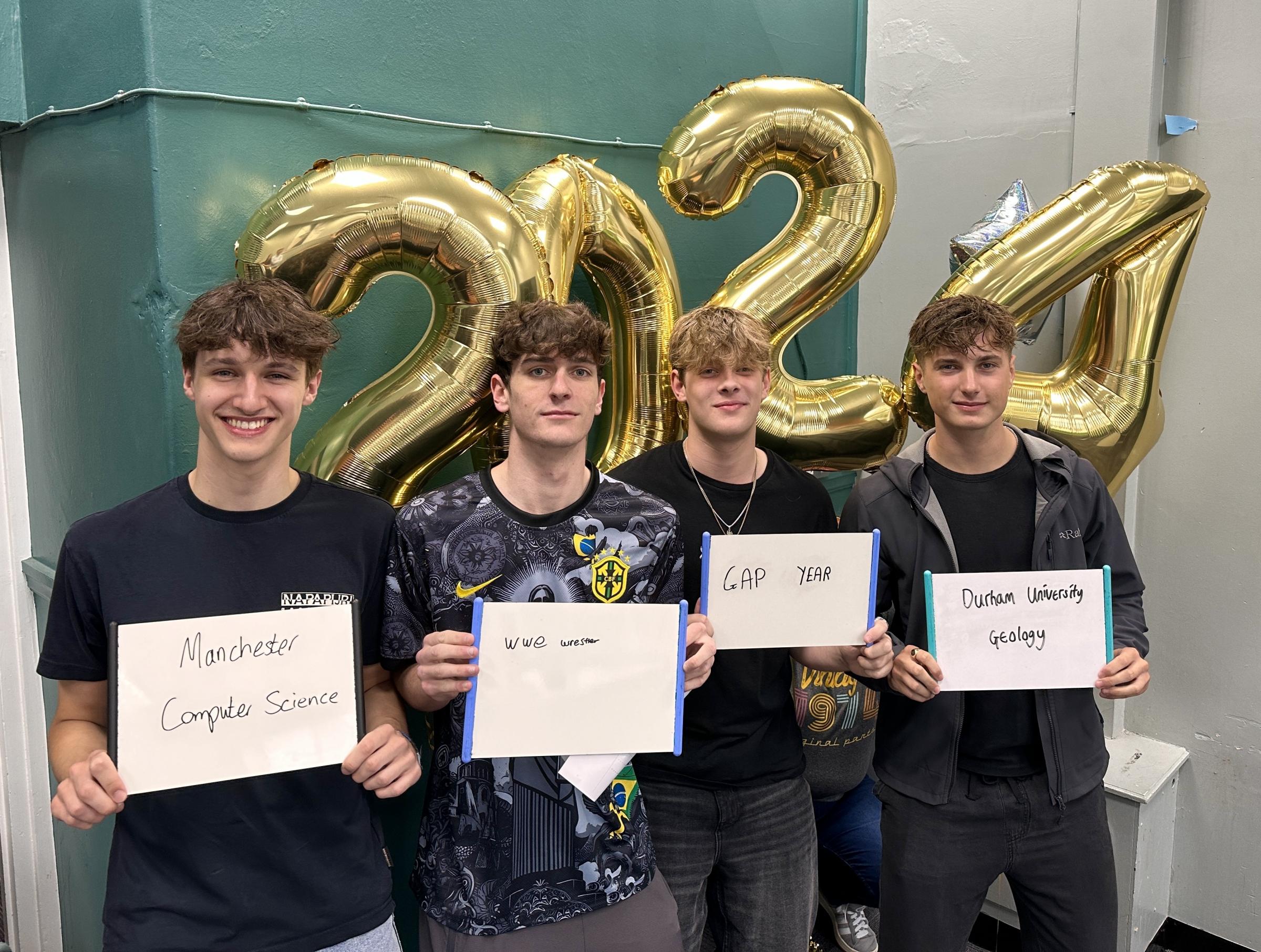 Celebrations at Queens Park High School as students collect their A-level results.