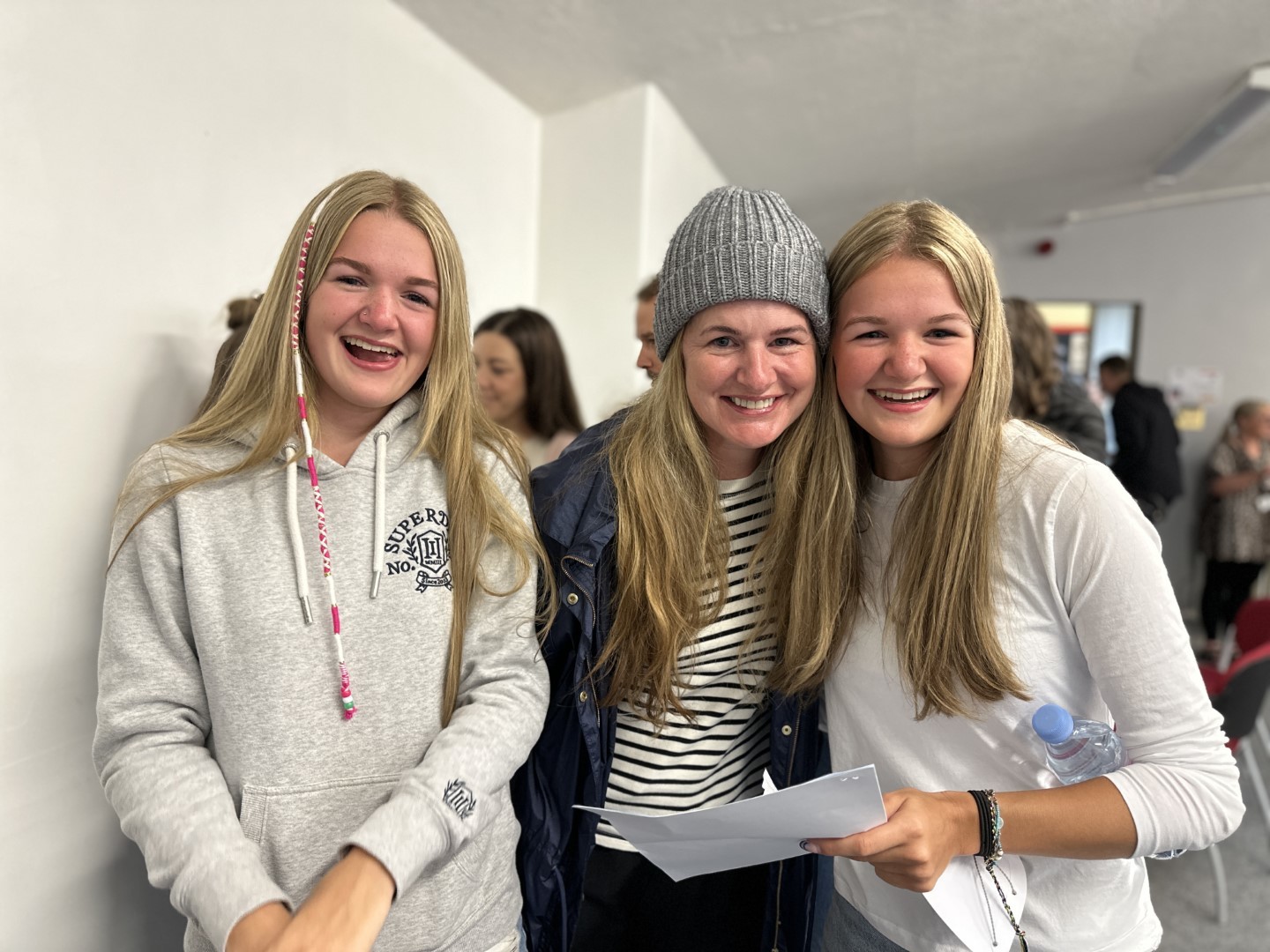 Queens Park High School students celebrating their GCSE results.