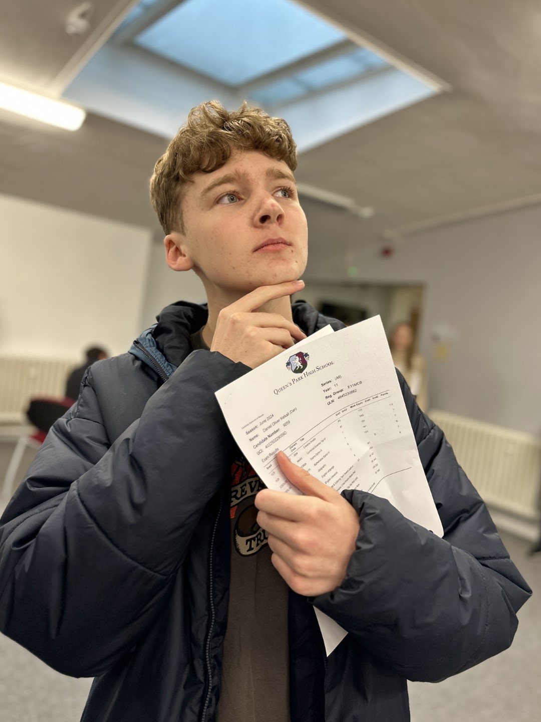 Queens Park High School students celebrating their GCSE results.