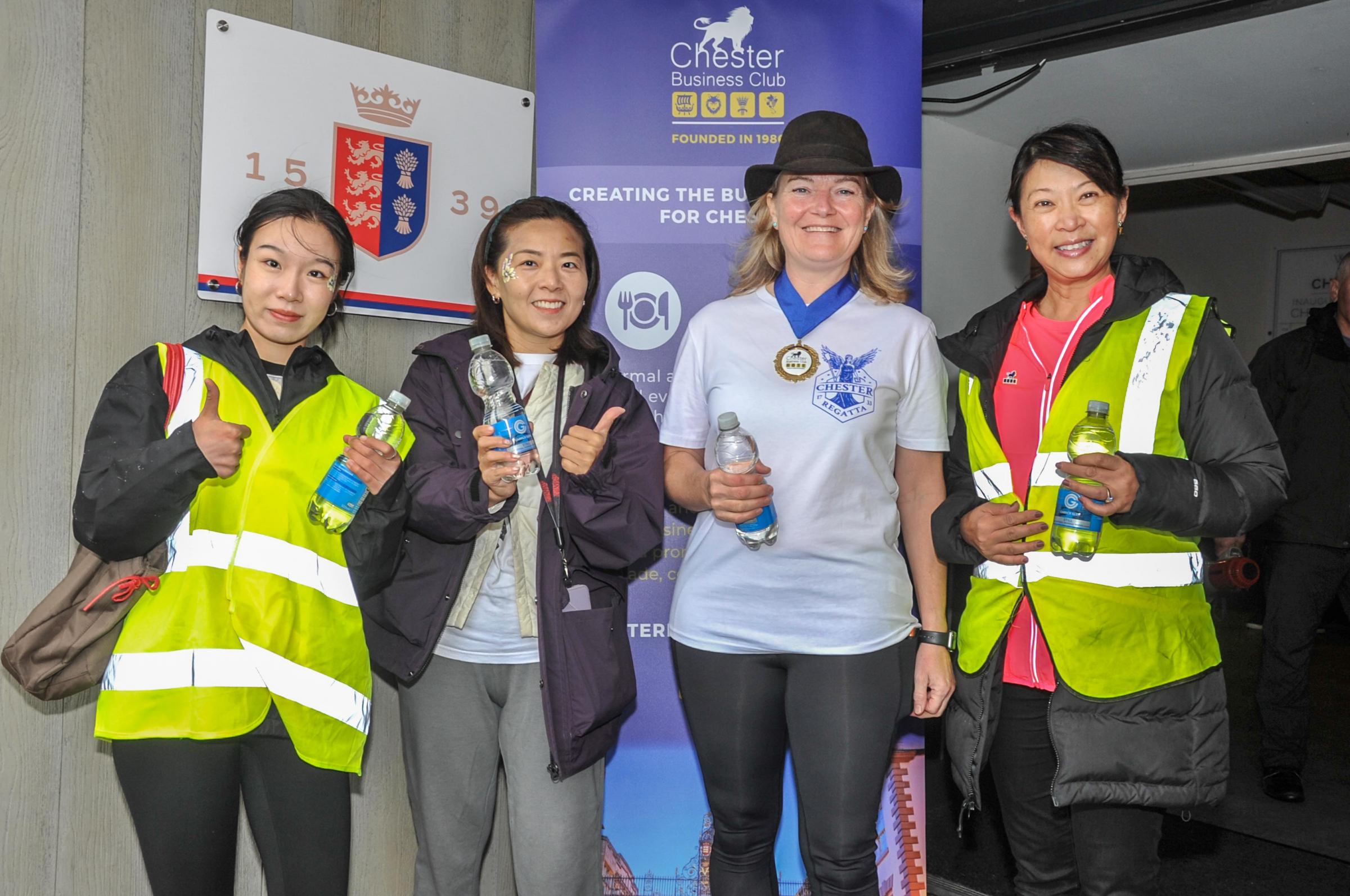 Chair of Chester Business Club Jan Chillery with organisers of the charity walk.